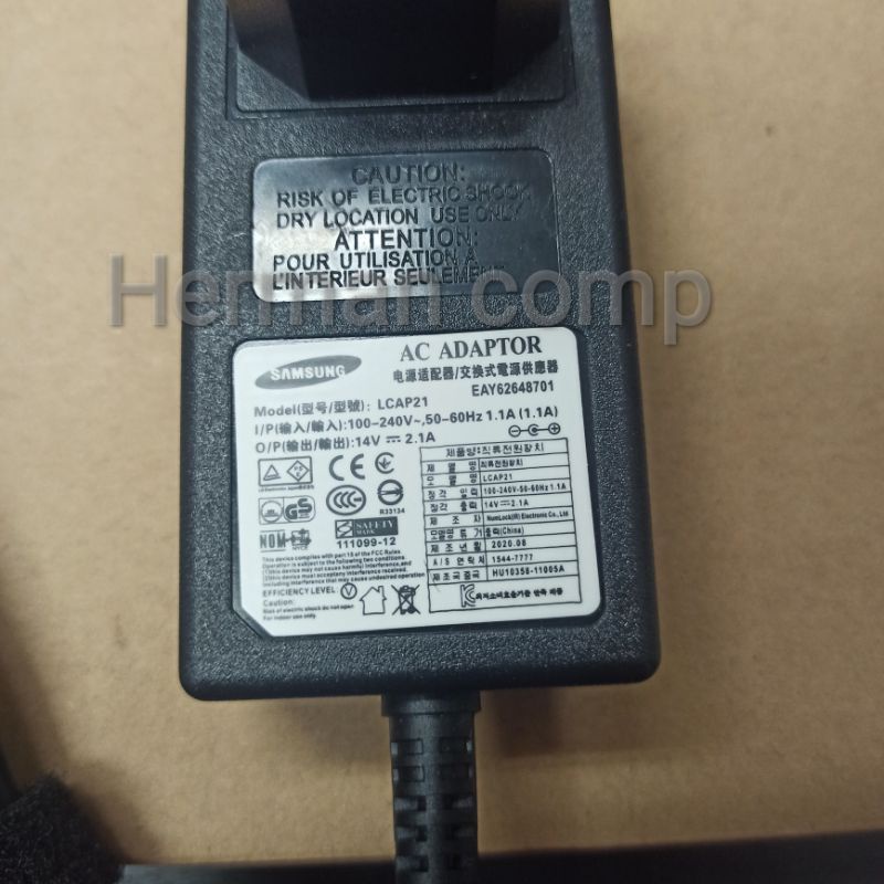 Original Adaptor Charger Monitor LED LCD Samsung 14V 2.1A