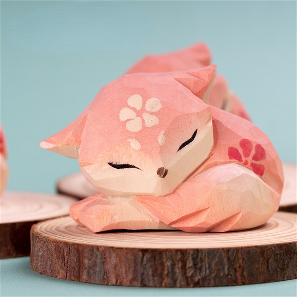 Genshin Impact Yae Miko Pink Fox Woodcut Wood Figure Stand Ornament Toys