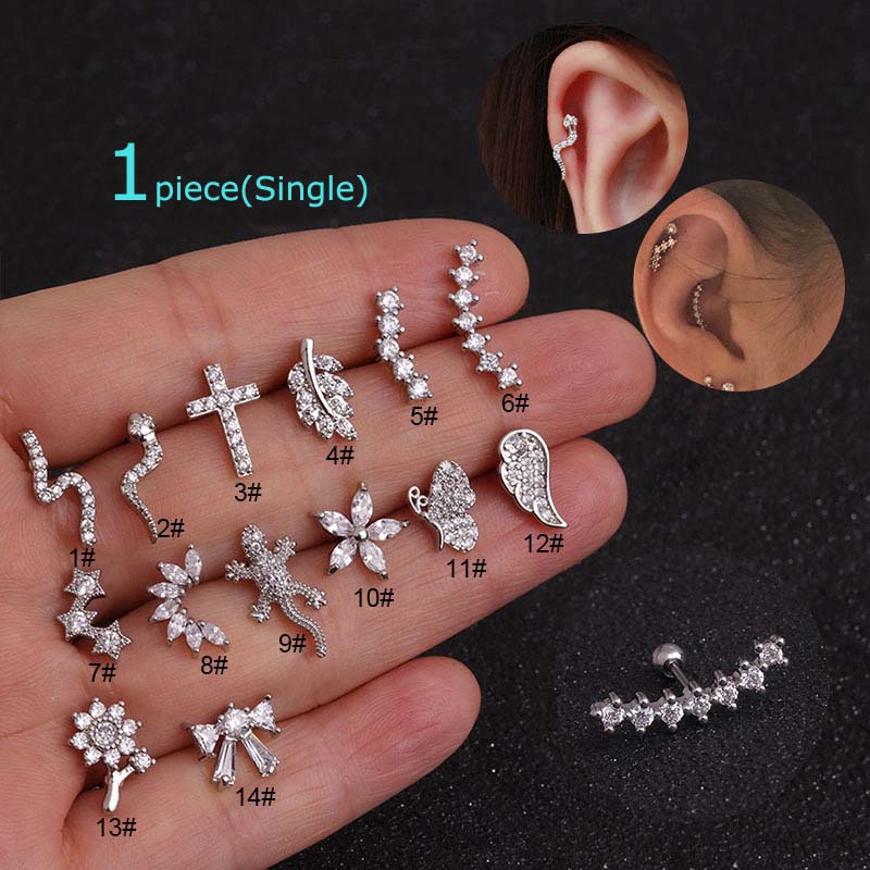 1piece Stainless Steel Earrings Stud 6mm Helix Cartilage Earrings Pinna Daith Tragus Piercing 20G