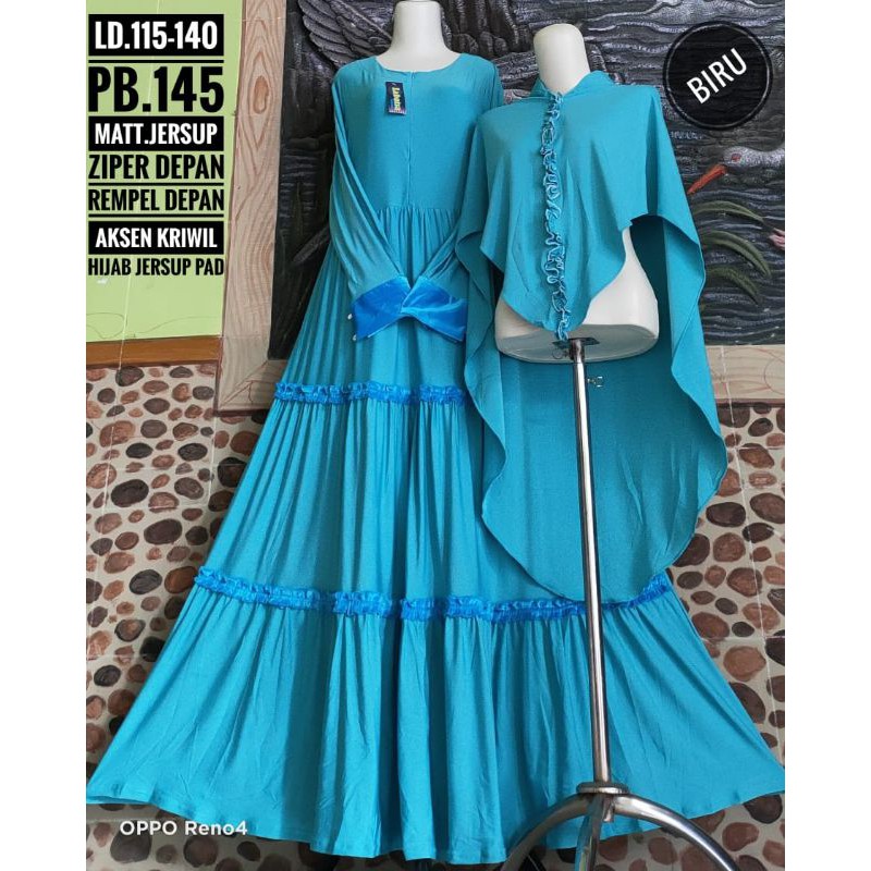 set gamis hijab bahan Jersey super tebal