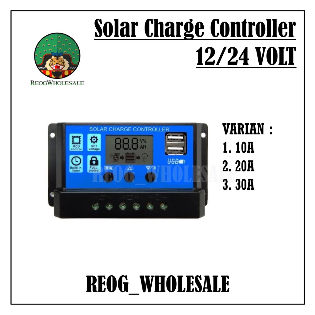 Solar Charge Controller 10A 20A 30A Cell PWM Pengisi Daya Surya 12V24V