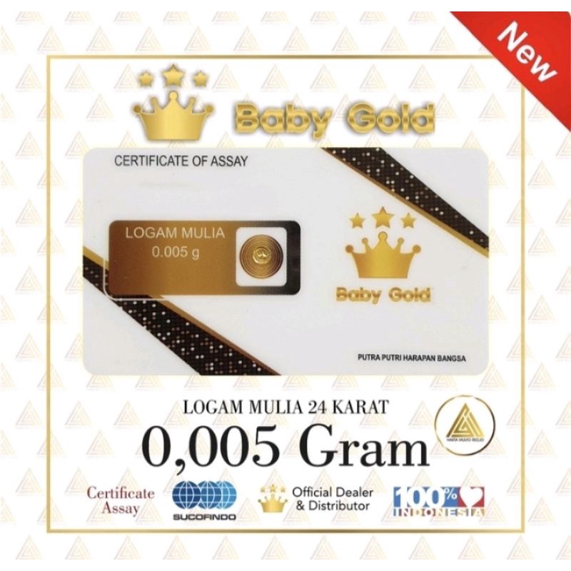 Babygold mas mini 0,005gram logam mulia 24 karat