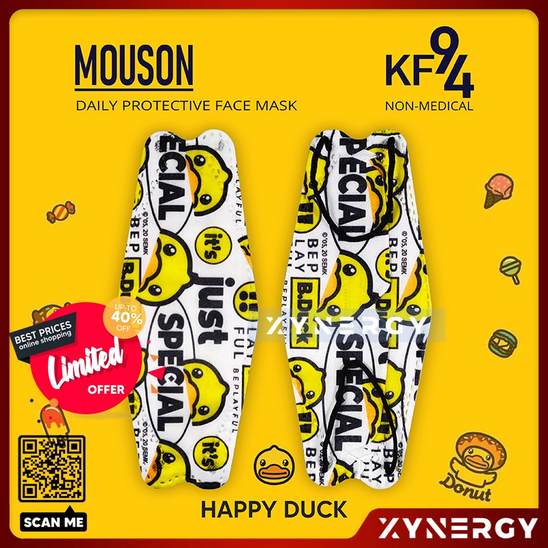 Masker Mouson KF94 Motif Happy Duck 4 ply isi 10 Masker Non Medis Sekali Pakai