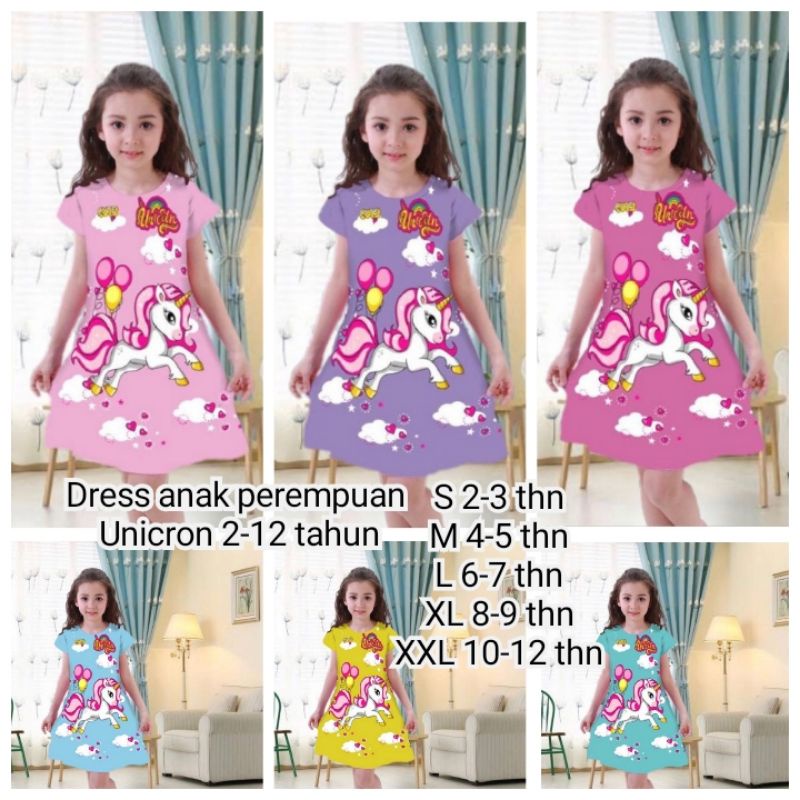 #DRESS UNICRON//DASTER ANAK PEREMPUAN PONY TERLARIS//USIA 2-12 TAHUN