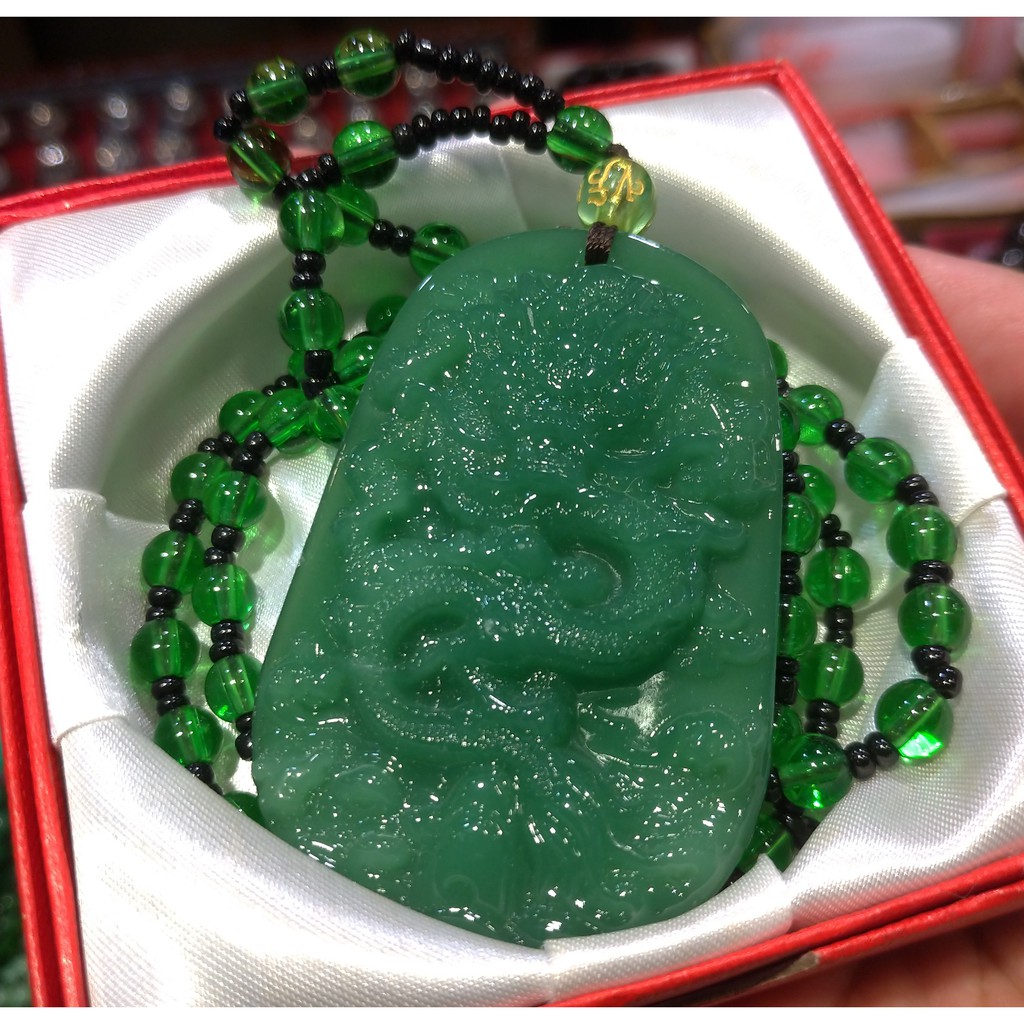 Kalung Liontin Batu Giok Naga Hijau