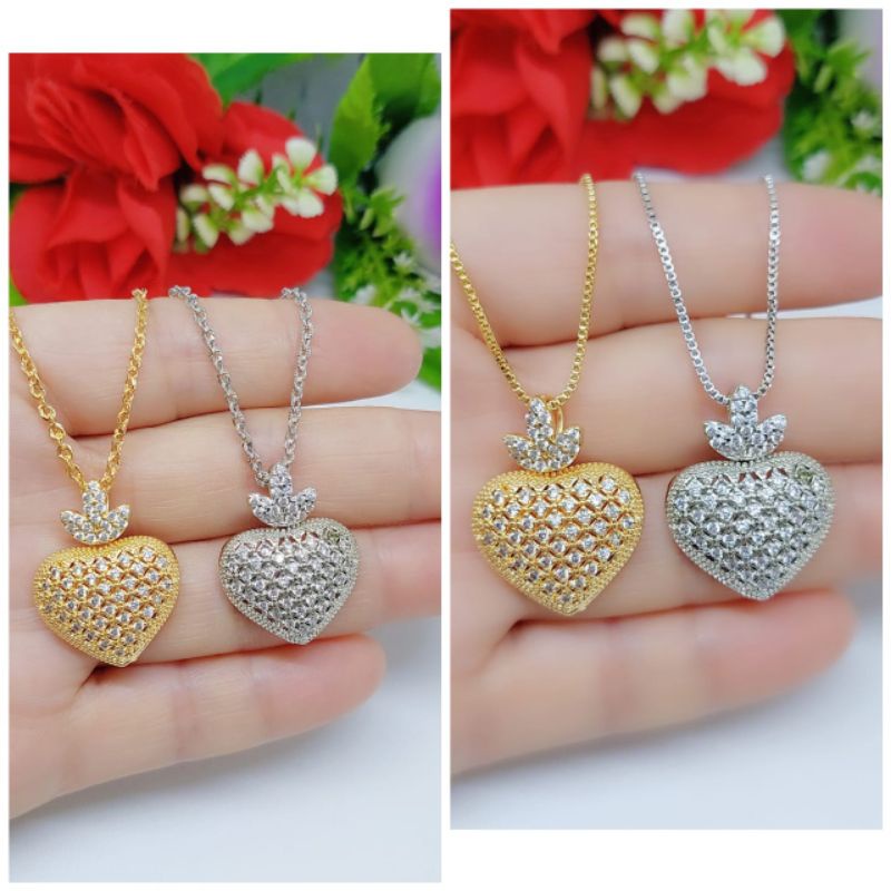 Set Kalung+Liontin Love Xuping Permata Lapis emas 18k