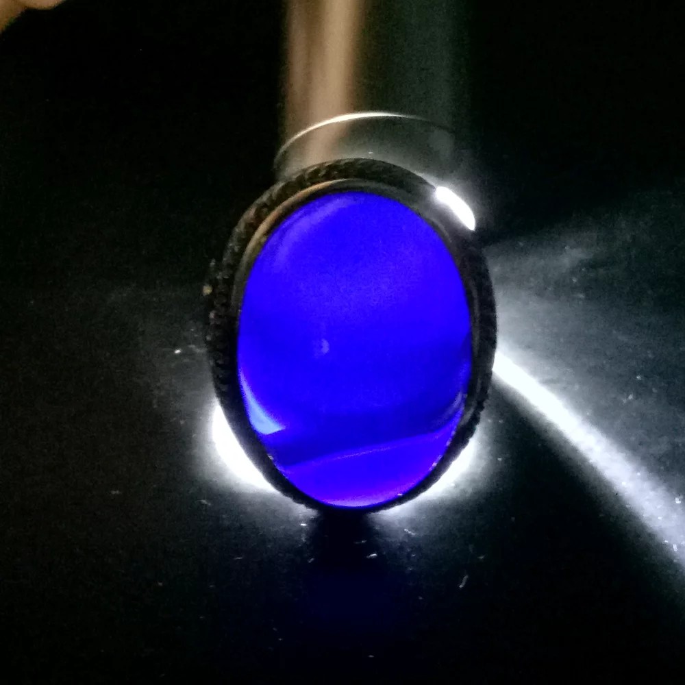 Cincin Batu Natural Blue Mizone Jumbo Warna Biru Gelap Dengan Ring Tanam Anti Luntur Lebih Simpel