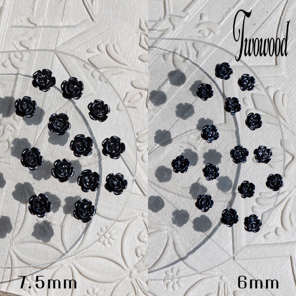 Twowood 50Pcs / Kantong Ornamen Bunga Camellia Hitam Untuk Dekorasi Nail Art