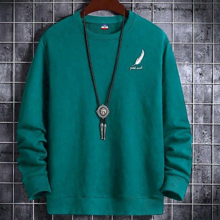 sweater crewneckGOLD RUSH/sweater basic bahan fleece tebal [TMR.28Jl22ᵛ]
