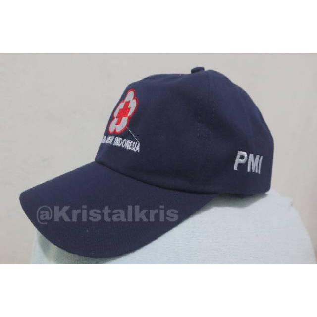 topi PMR dan PMI biru dongker bordir