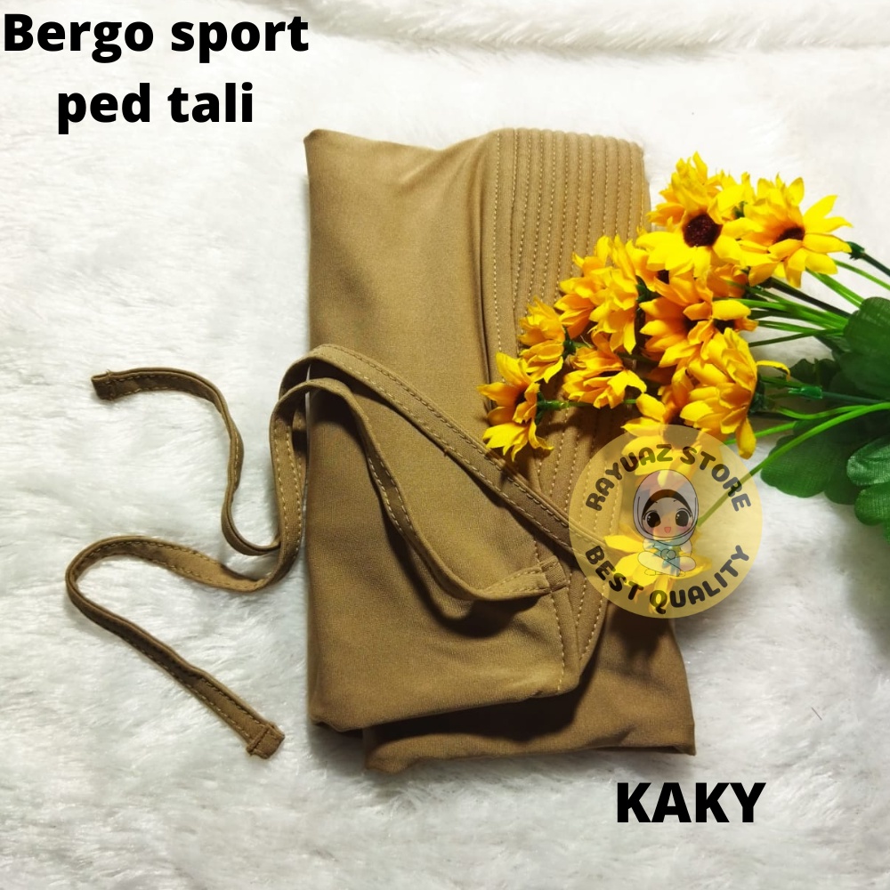 Hijab Bergo Sport Pet Tali Bahan Jersey Premium Jilbab Olaraga Muslim