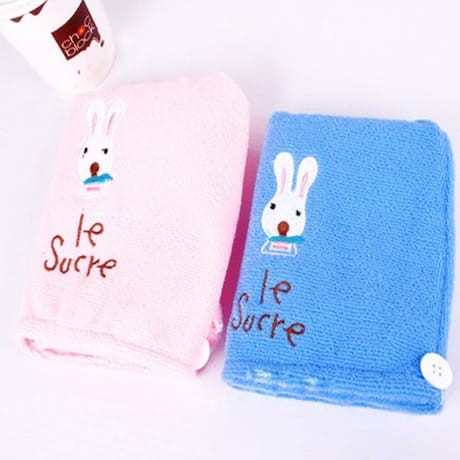 Magic Towel BUNNY Hair Wrap Handuk Keramas Kepala Microfiber Creambath Pengering Rambut Motif Kelinci