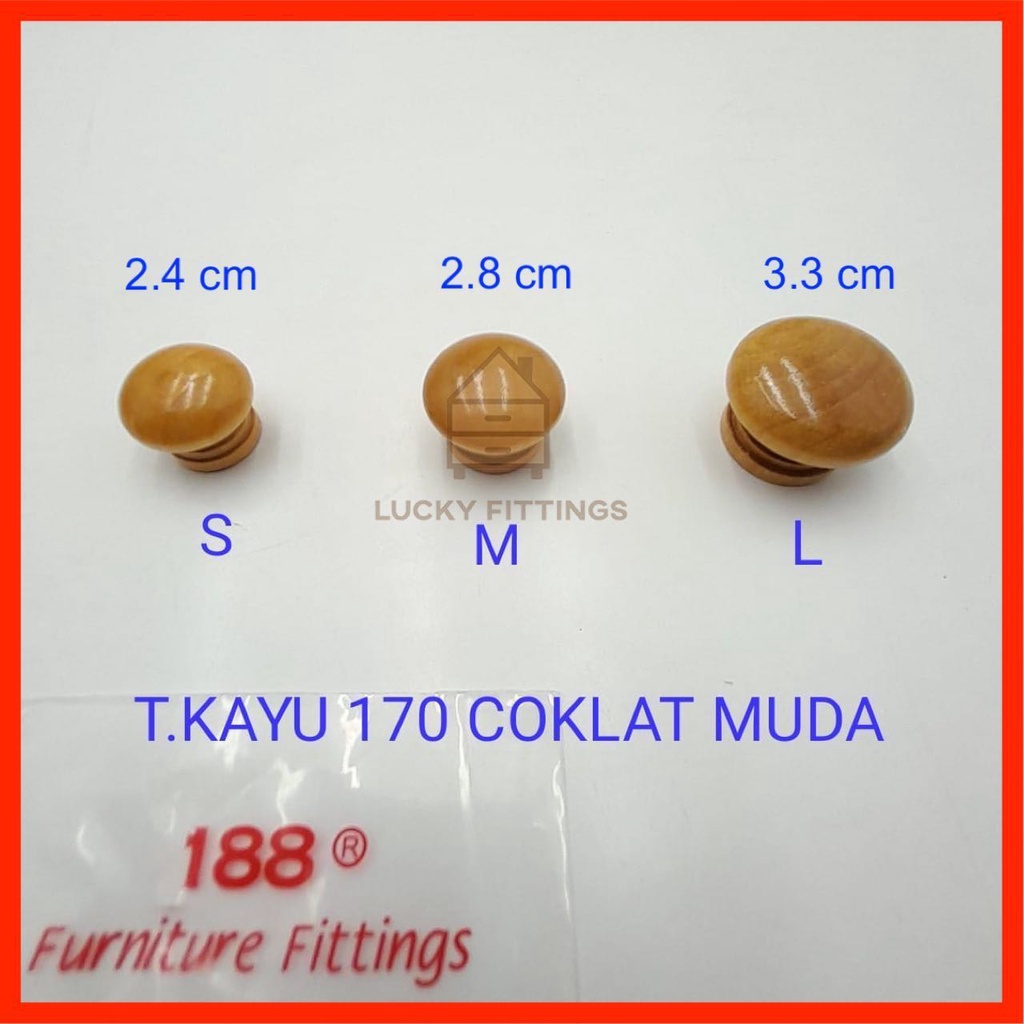 Handle Tarikan Kayu 170 Cokelat Coklat Knob Muda Bulat Laci Pintu Lemari Handel Kabinet Rumah Klasik