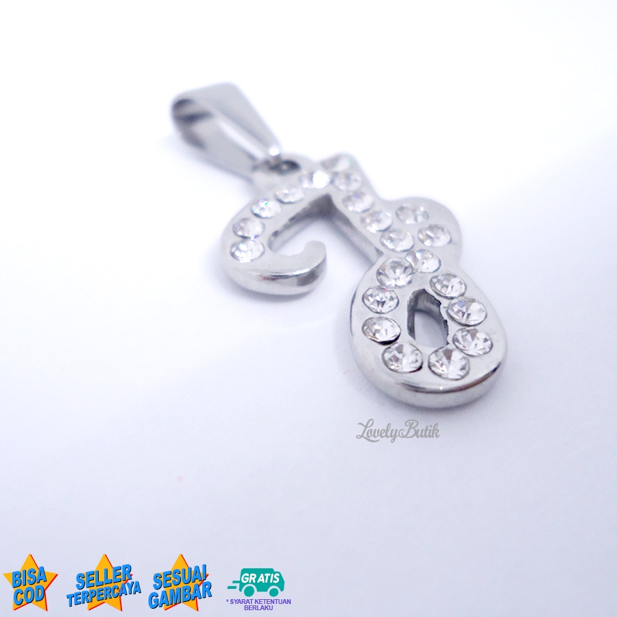 Lovelybutik Liontin Huruf Titanium Inisial J Klasik Emas Silver