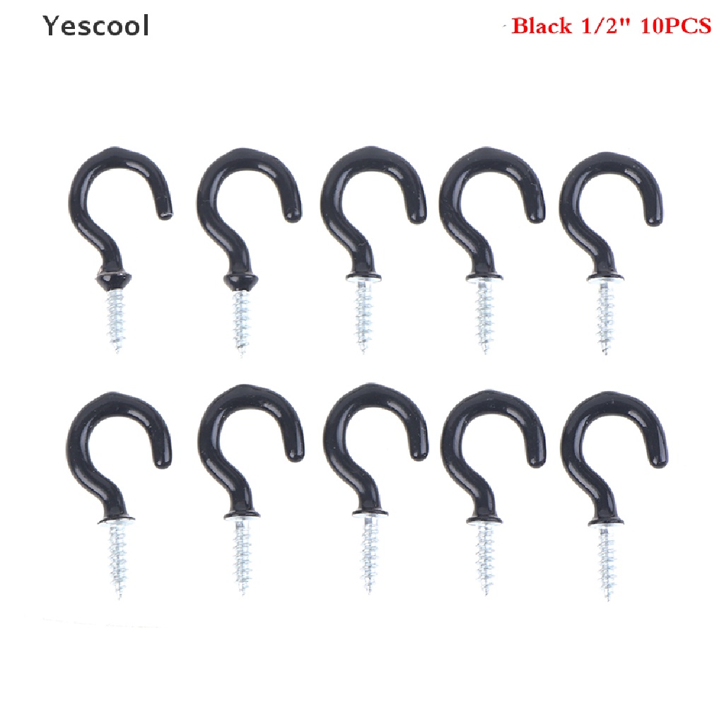 Yescool 10Pcs / Set Kait Gantung Gelas / Mug Bahan Stainless Steel Untuk Perlengkapan Rumah