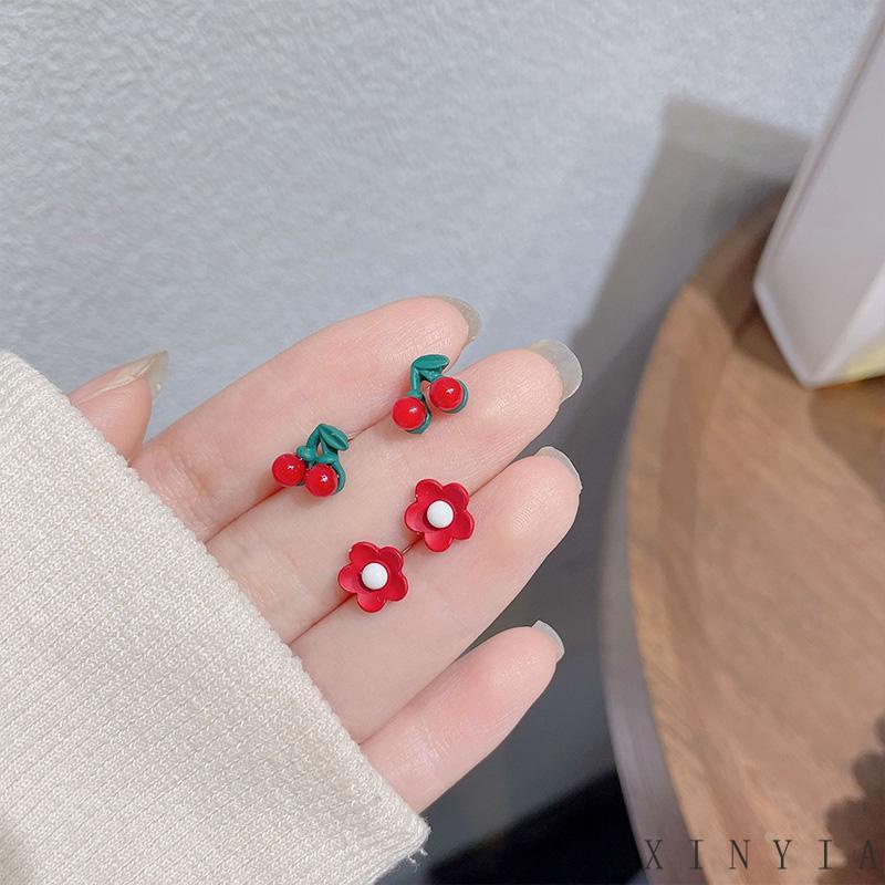 6 Pasang Anting Tusuk Bahan Keramik Untuk Wanita