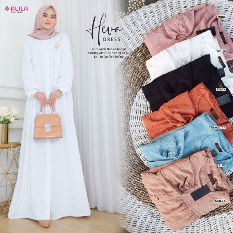 Gamis putih wanita motif polos elegan Heva dress by Alila