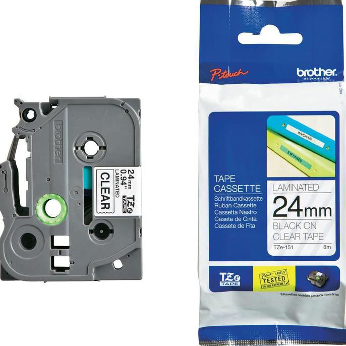 

Brother Label Tape Tze 151 - Tze-151 24Mm Black On Clear
