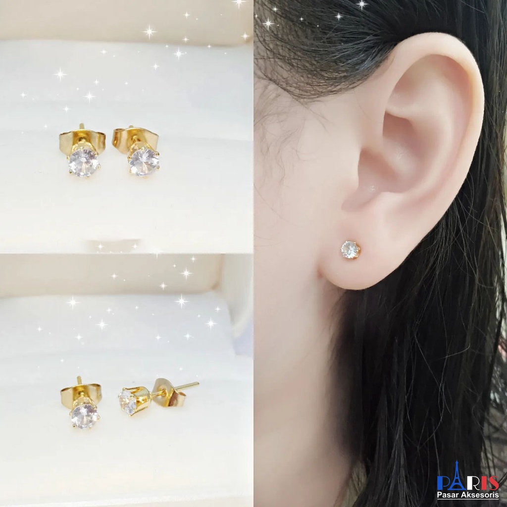 Anting Tusuk Mata Satu Perak/Emas