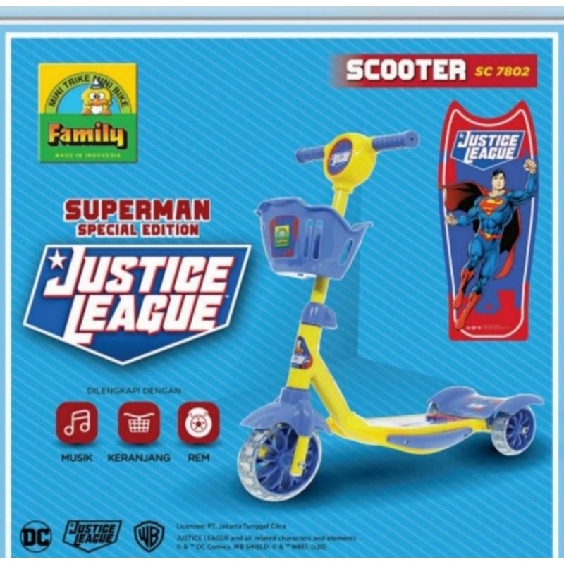scooter anak skuter otopet otoped roda 3 family Justicr League SC 7802