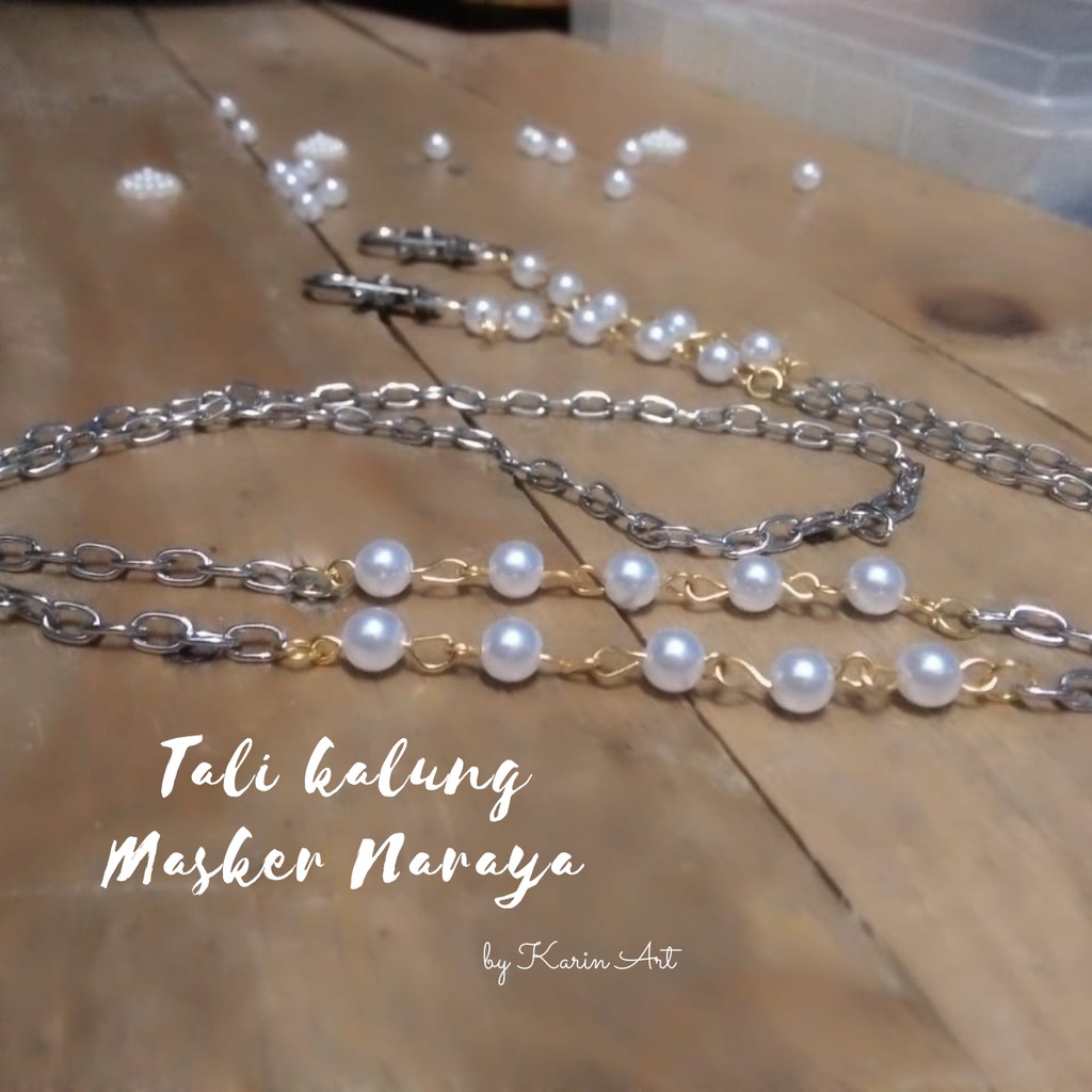 Tali Kalung Masker Korea Model Naraya Rantai Kombinasi Mutiara Mute Strap Holder Mask Original