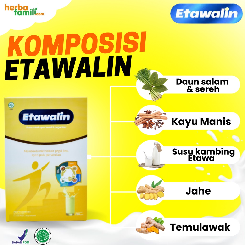 Etawalin Susu Herbal Kambing Etawa Atasi Nyeri Sendi Otot Asam Urat Tingkatkan Kepadatan Tulang