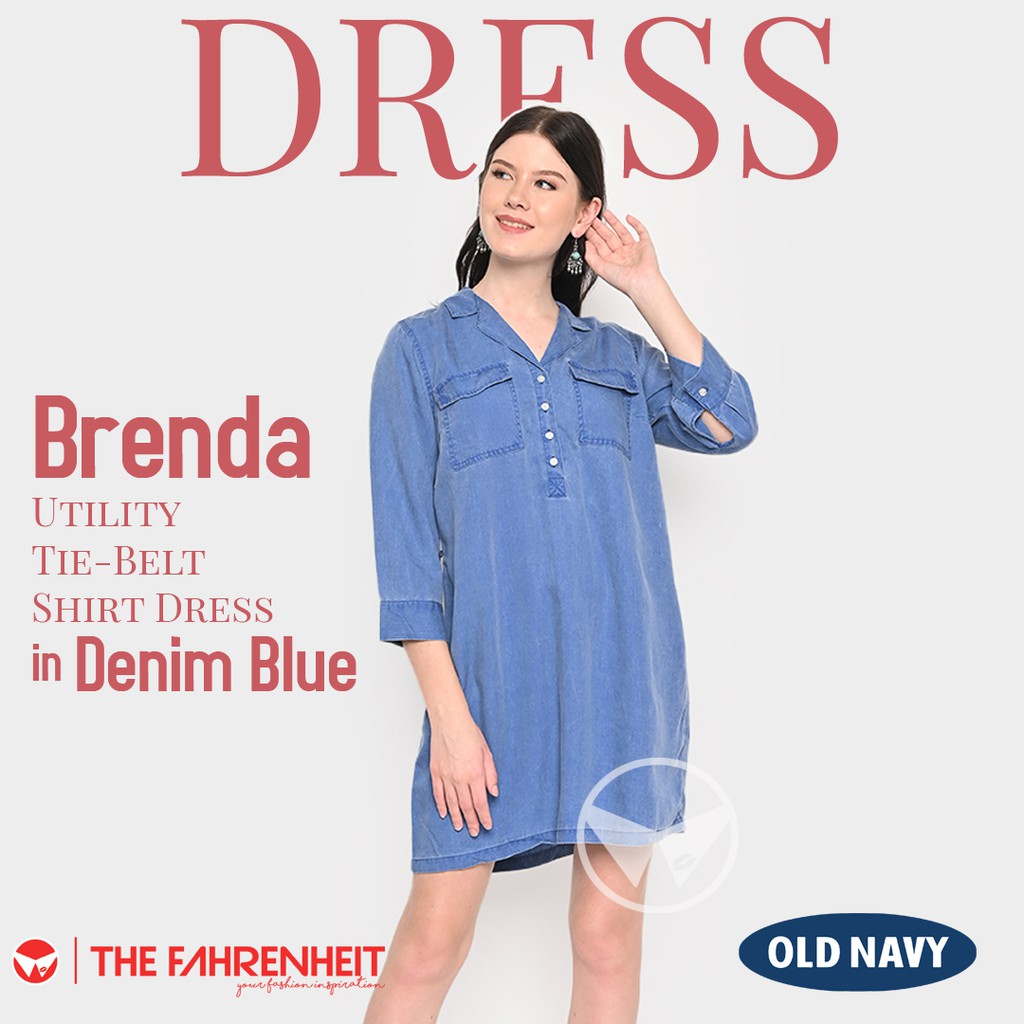 Brenda Old Navy Utility Tie-Belt Shirt Dress - Denim Blue