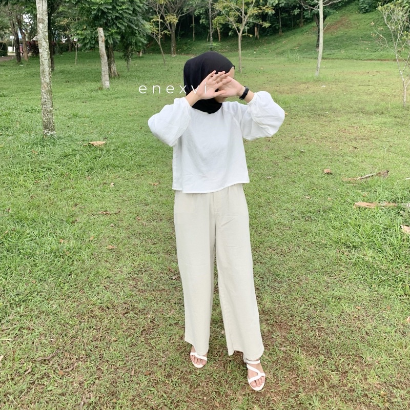 ENEXVI Meera Crop | Blouse Messy Style | Atasan Wanita