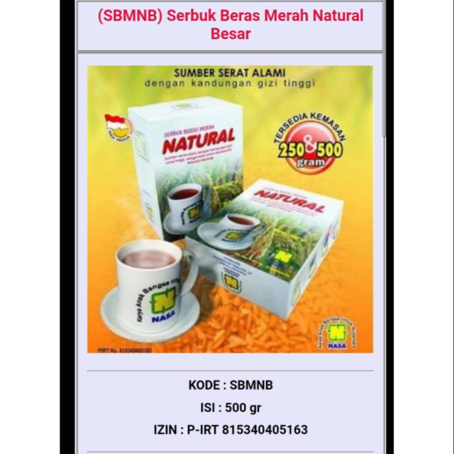 

(SBMNB) Serbuk Beras Merah Natural Besar