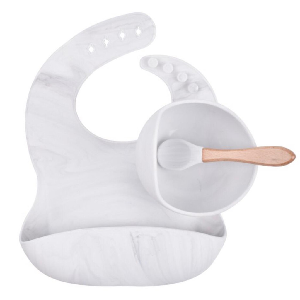 Baby Feeding Set Piring Sillikon Bayi Suction Set Bib Dan Piring ,Sendok(Bpafree /Piring Bayi Set Silikon Anti Tumpah