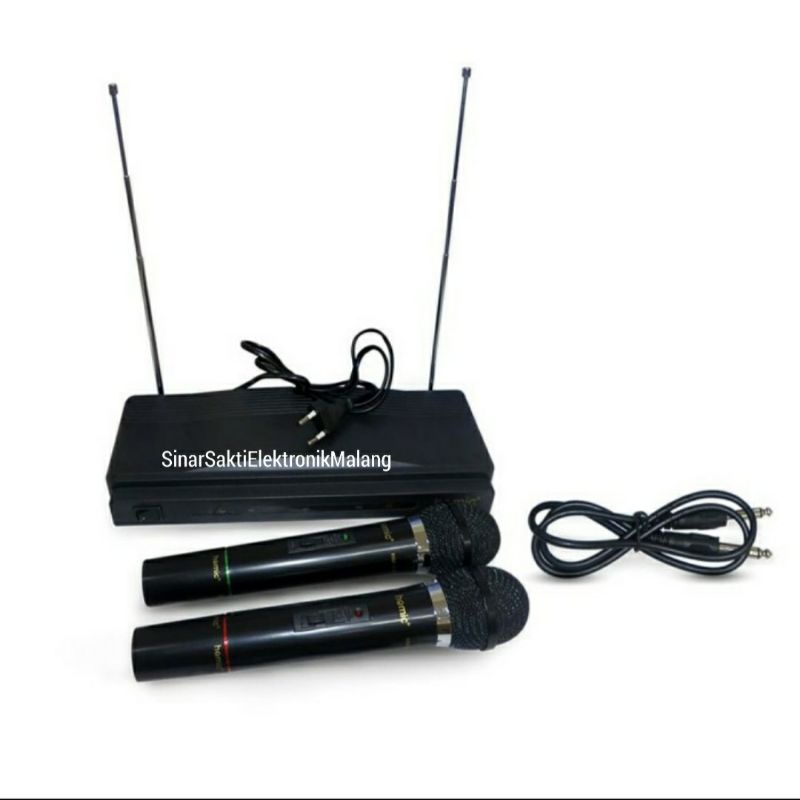 Mic Wireless Microphone Double Homic HM 306 VHF Mik Pengeras Suara Tanpa Kabel Murah