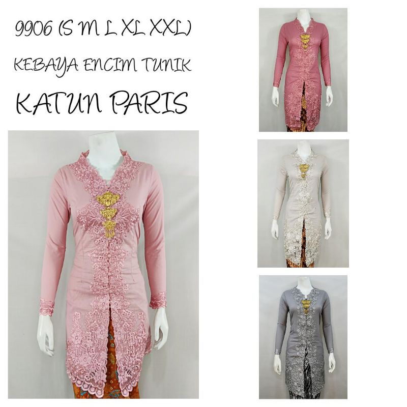 TMR Indah KEBAYA ENCIM TUNIK LENGAN PANJANG BORDIR SENADA KATUN PARIS KEBAYA WISUDA KEBAYA KATUN