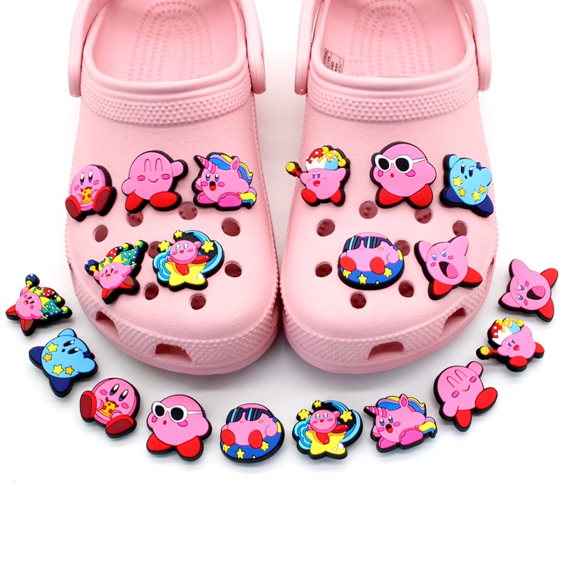 Kirby New Hot 1pcs Sandal accessories Pin Motif Kartun anime Jibbitz crocs  Bahan DIY untuk menghias sepatu gadis decorate shoe charms Hadiah