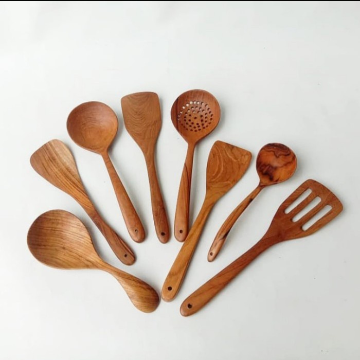 Spatula Wooden Cooking Spoon Spatula Sutil Sodet Kayu Set 8