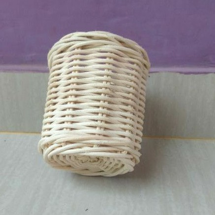 Keranjang rotan bulat sovenir pensil parcel prakarya praktek 10x10x10 cm - sovenir murah