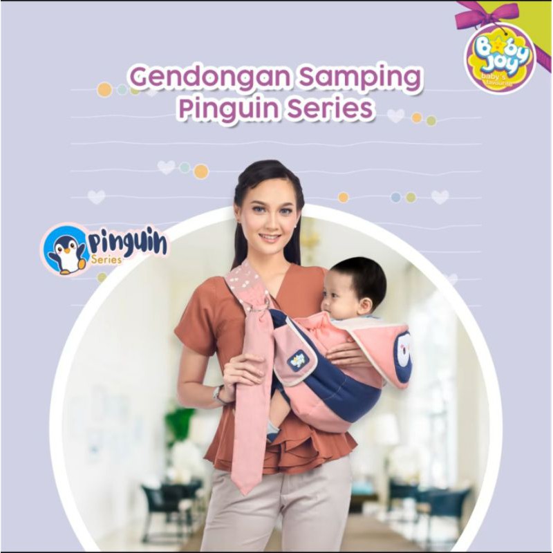 Baby Joy Gendongan Bayi Samping (cocok u/ newborn) + Kantong Botol Susu Pinguin Series - BJG 2019