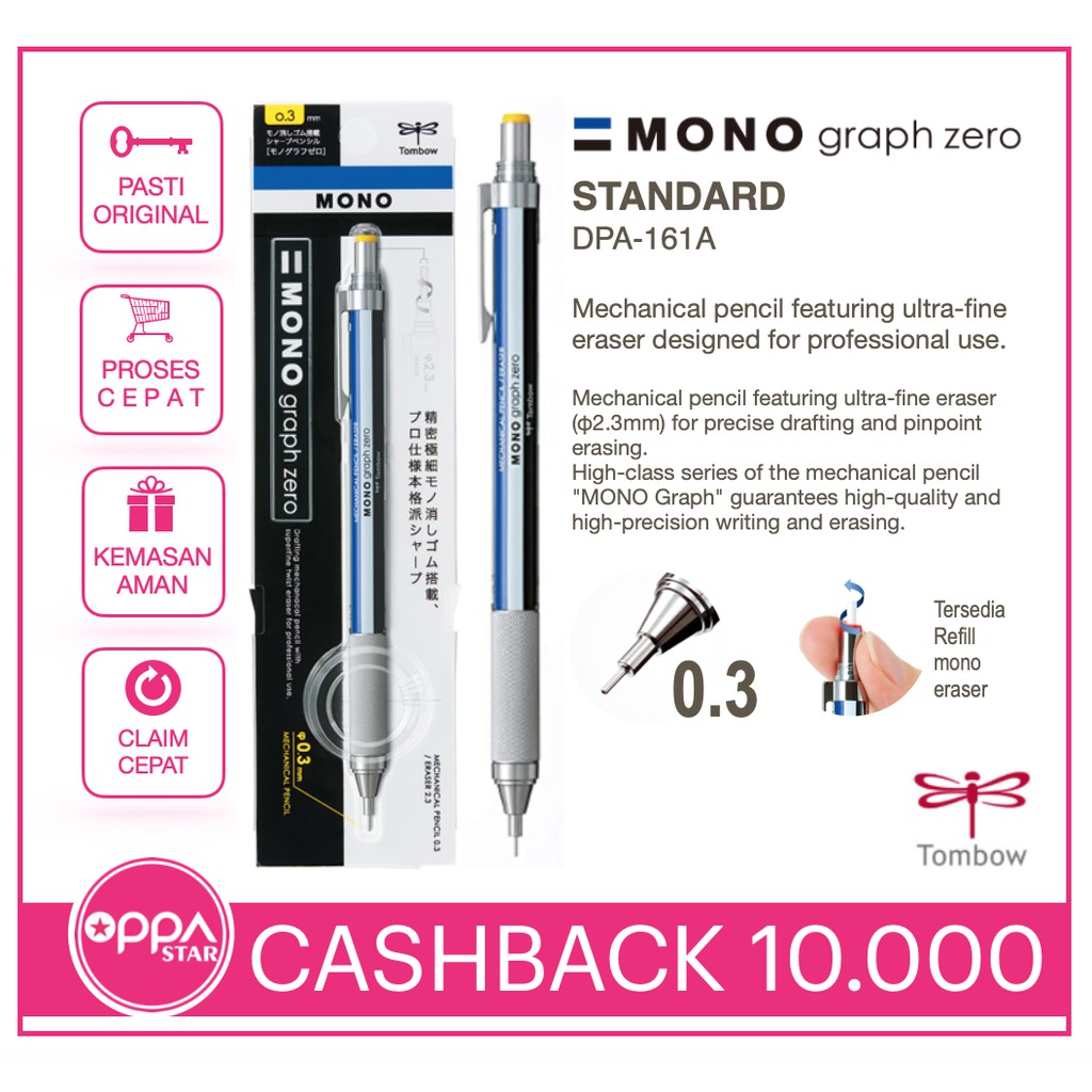 

Pencil Pensil Mekanik 0.3 Tombow Mono Graph Zero Standard DPA-161A pcs