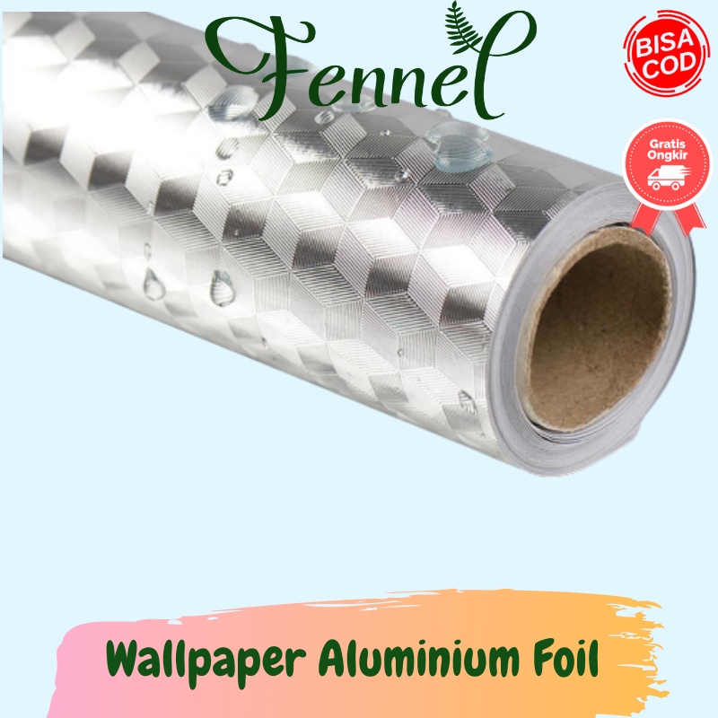 Wallpaper Sticker Aluminium Foil Anti Minyak Waterproof 300x60cm Model Cubic YK-292