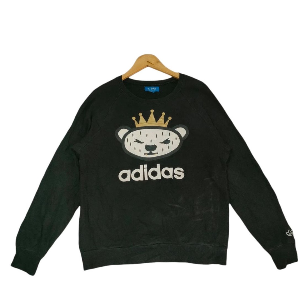 Sweater Crewneck Merk Adidas Warna Hitam Second