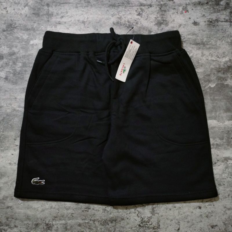 CELANA PENDEK SHORT PANTS LACOSTE HITAM BORDIR FULLTAG &amp; LEBEL