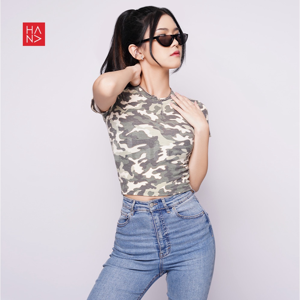 HanaFashionJKT - Jessie Crop Top Atasan Corak Kaos Pendek Wanita - CT075