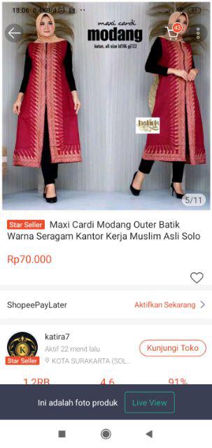 Maxi Cardi Modang Outer Batik Warna Seragam Kantor Kerja Muslim Asli Solo Cardi Kardigan Cardigan