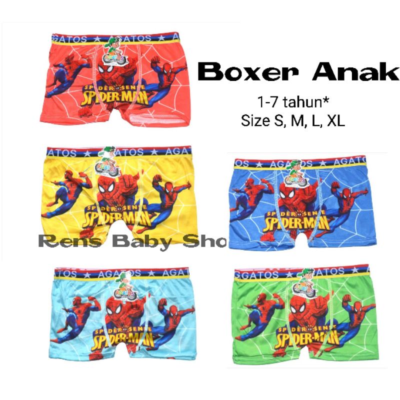 Celana Pendek Boxer Anak Laki-laki Agatos | CD Boxer Anak Cowok spiderman batman superman