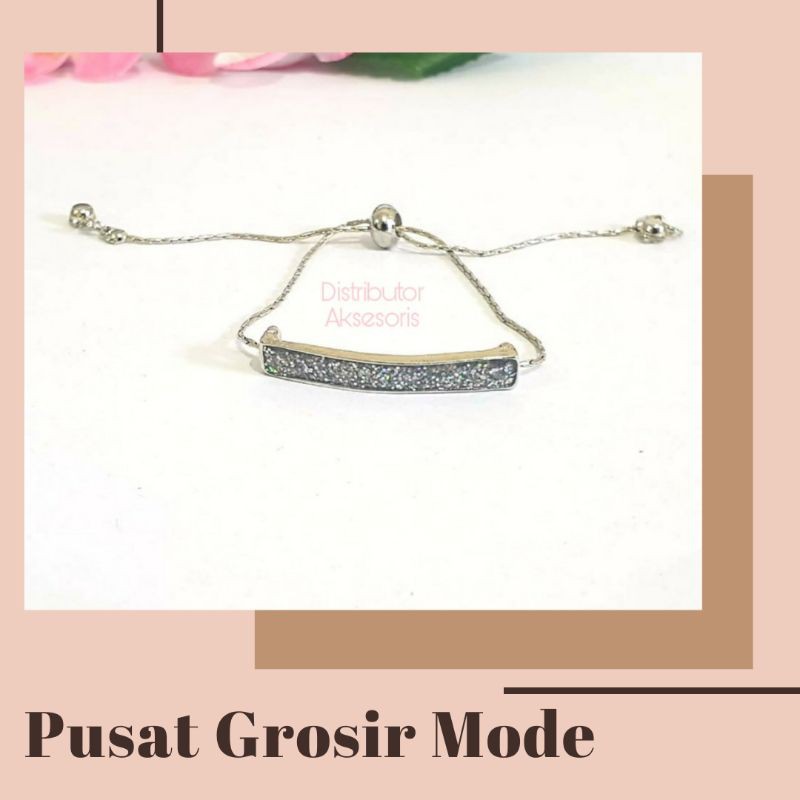 Gelang Plat Glitter Elegan Cantik PGM G39