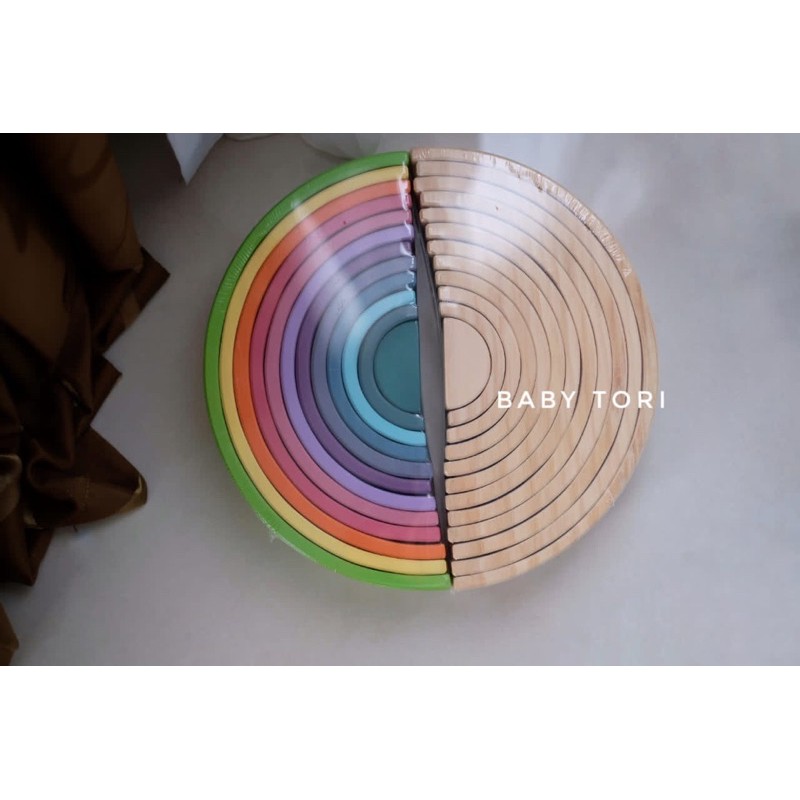 Wooden Rainbow Stacker 12pcs - Open-Ended Toys