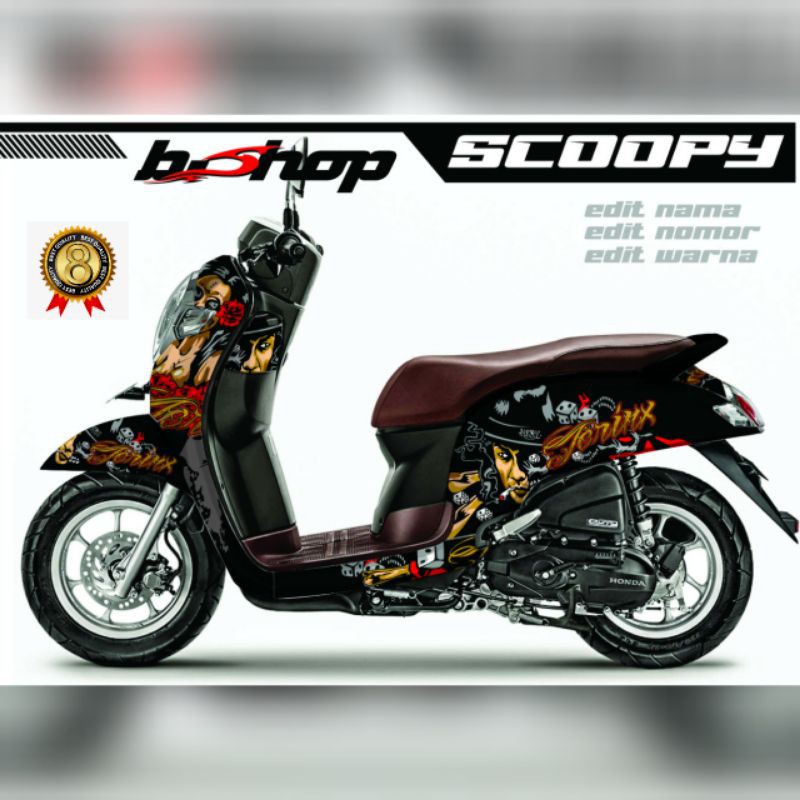 Decal Sticker Scoopy full body Variasi motif black