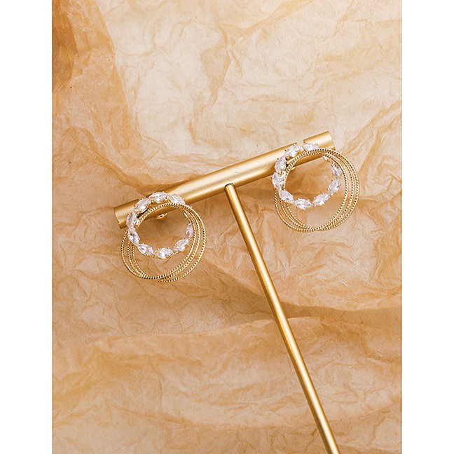 LRC AntingTusuk Fashion Golden Zircon Metal Ring Staggered K60460