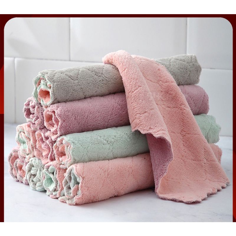 Kain Lap Microfiber Serbet Coral Fleece Anti Minyak Dapur Pembersih Piring Gelas Meja Bahan Bagus Murah lap mobil motor