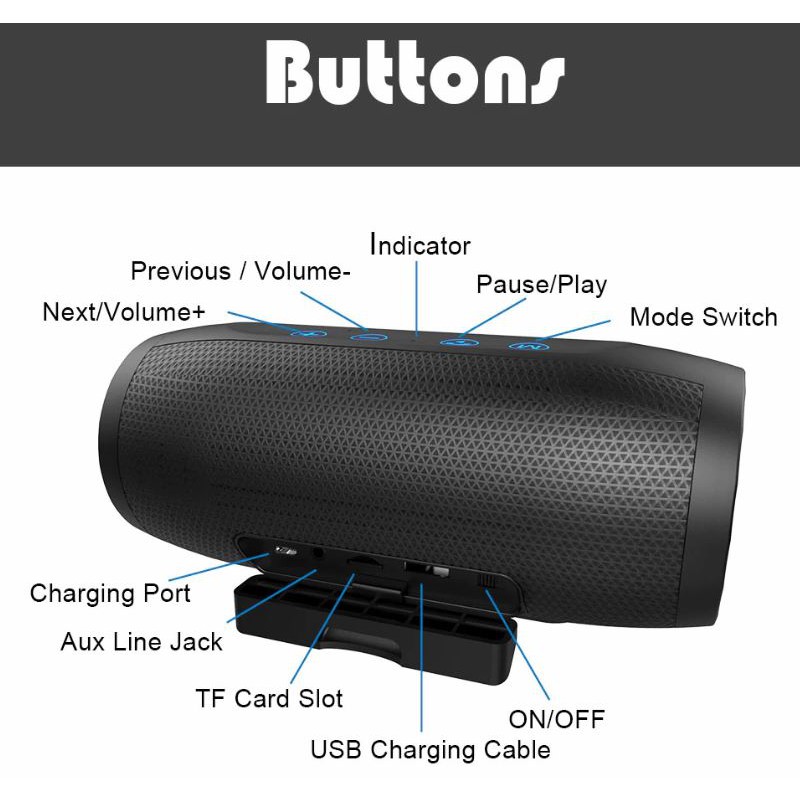 Speaker Zealot S16 Dual Bass with Powerbank 4000 mAH