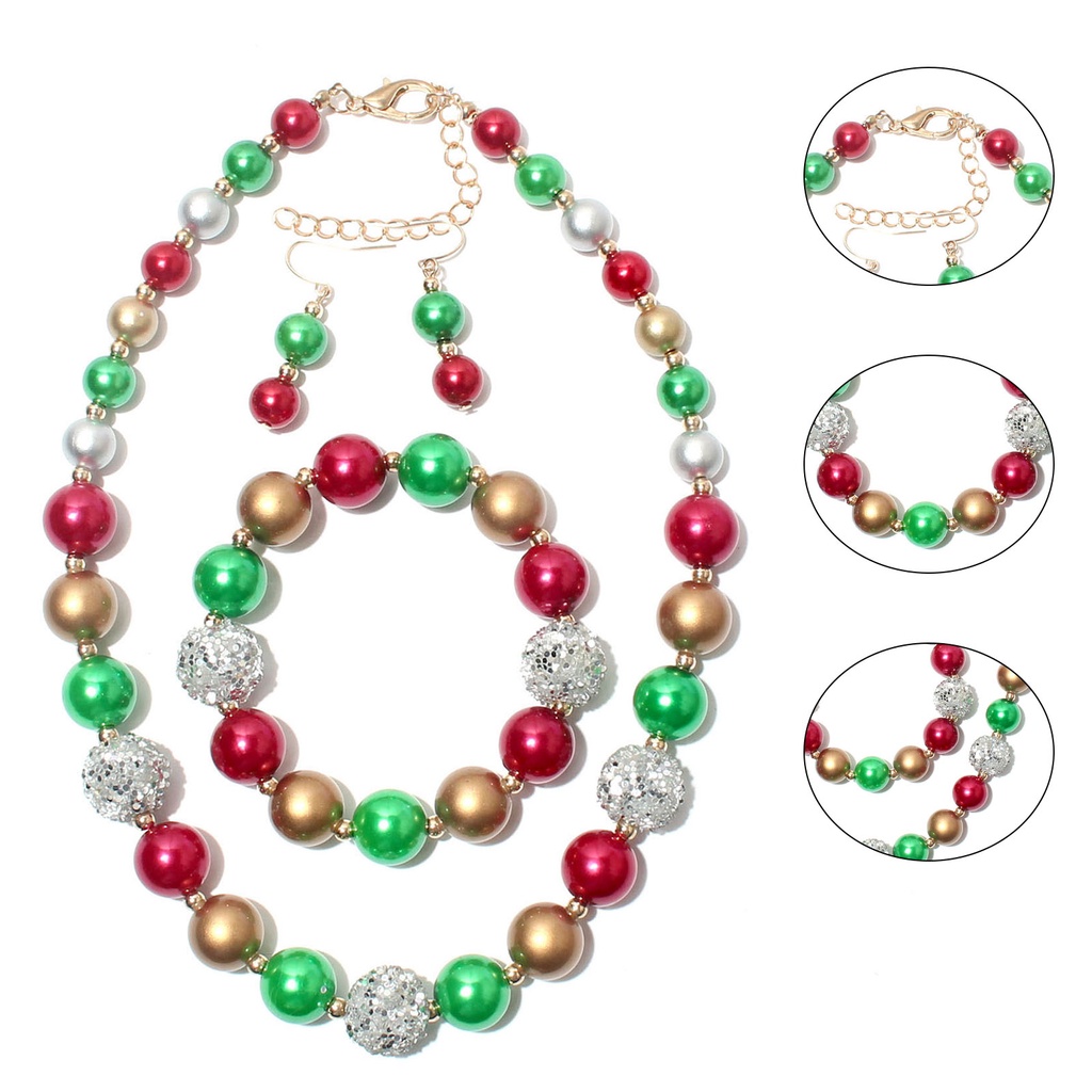 Hu Hu Hu Hu Hu Alat Bantu Pasang Kacamata♡ Kalung Gelang Rantai Mutiara Simulasi Tema Natal Untuk Perempuan